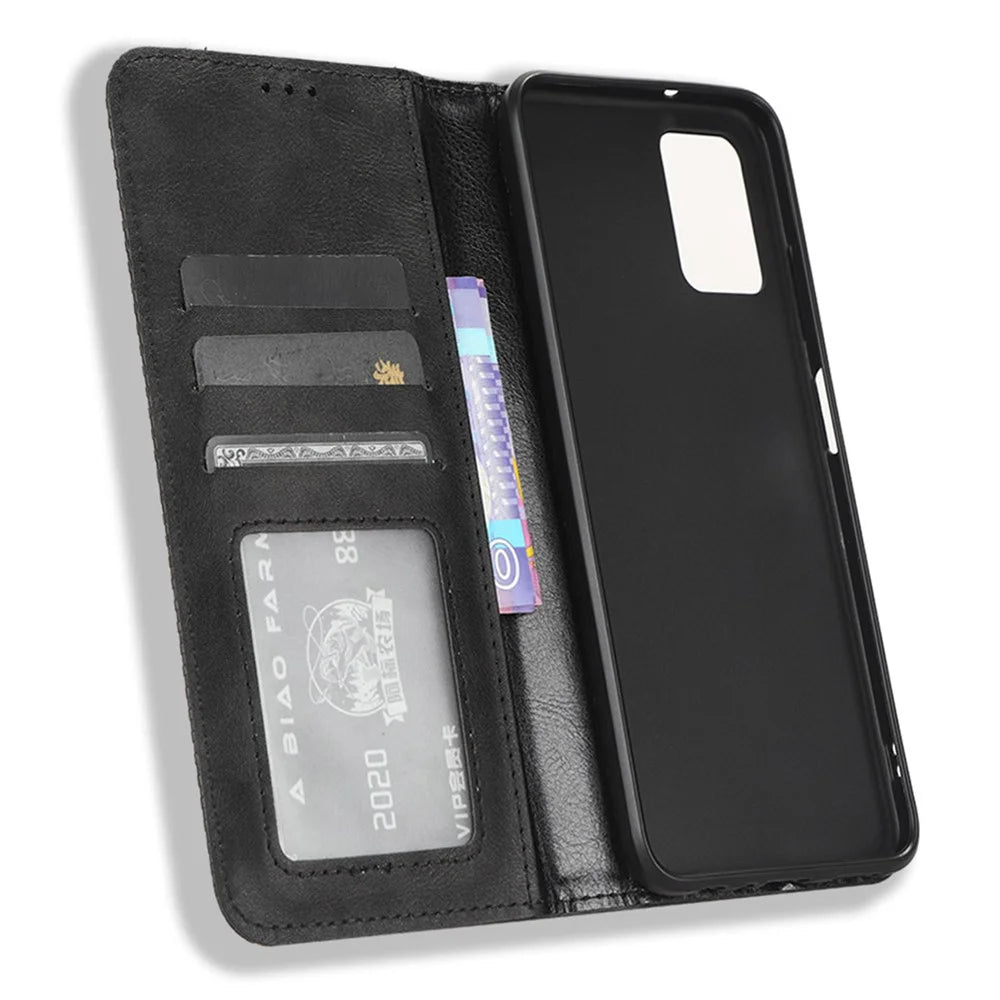 For Nokia G22 PU Leather Retro Phone Case Wallet Stand Magnetic Flip Cover - Black - 4