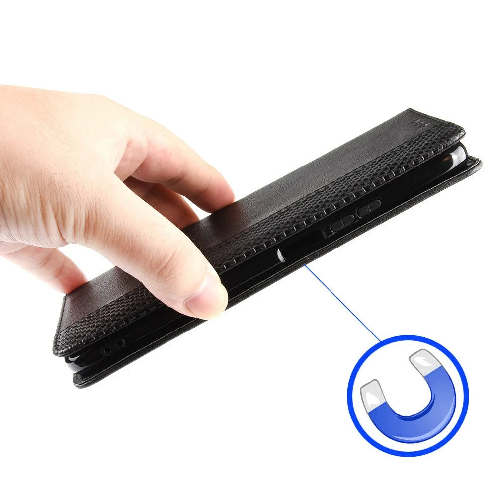 For Nokia G22 PU Leather Retro Phone Case Wallet Stand Magnetic Flip Cover - Black - 5
