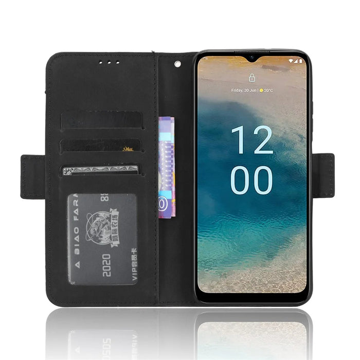 For Nokia G22 PU Leather Wallet Case Multiple Card Slots Stand Protective Phone Cover - Black - 2
