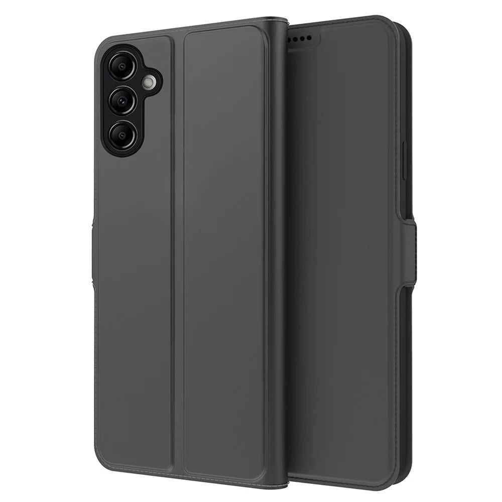 For Samsung Galaxy A14 4G / 5G Phone Case PU Leather TPU Stand Phone Cover with Card Holder - Black - 1