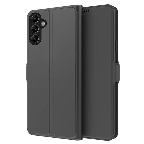 For Samsung Galaxy A14 4G / 5G Phone Case PU Leather TPU Stand Phone Cover with Card Holder - Black - 1
