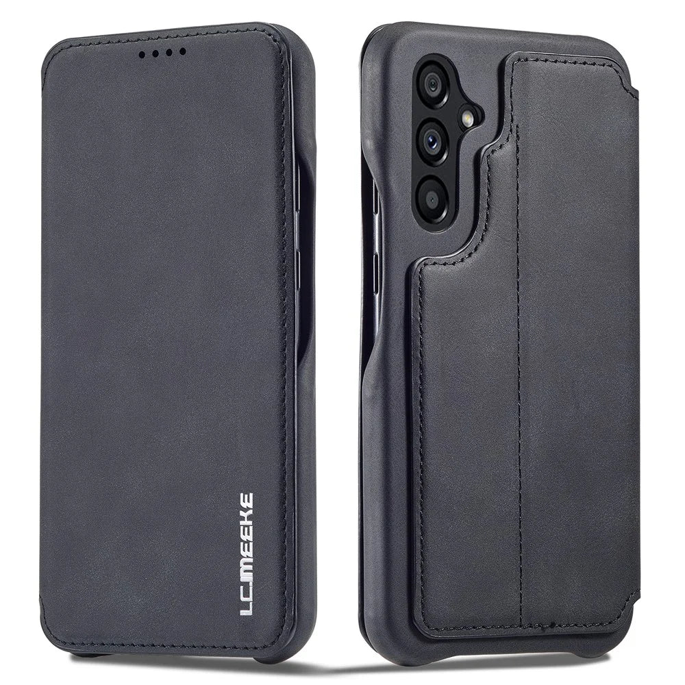 LC.IMEEKE For Samsung Galaxy A54 5G Stand Leather Phone Case Card Slot Smartphone Cover - Black - 1