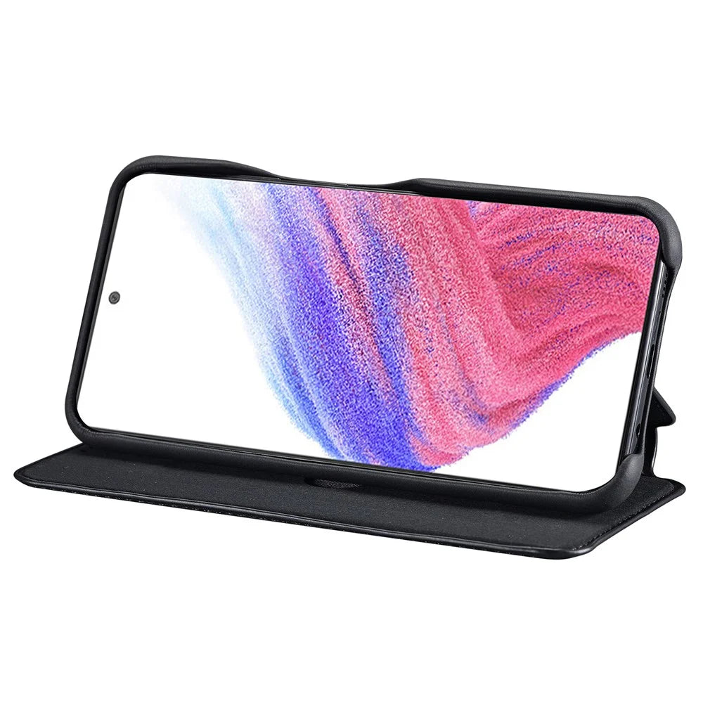 LC.IMEEKE For Samsung Galaxy A54 5G Stand Leather Phone Case Card Slot Smartphone Cover - Black - 2