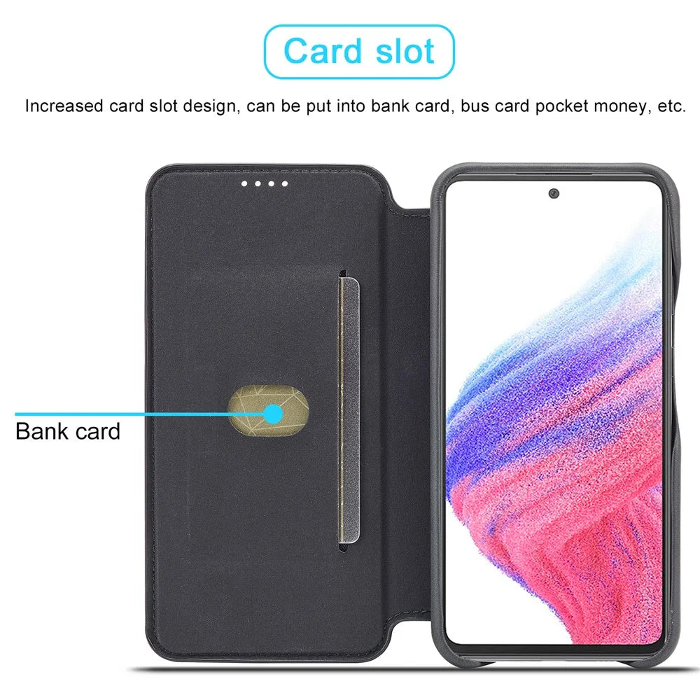 LC.IMEEKE For Samsung Galaxy A54 5G Stand Leather Phone Case Card Slot Smartphone Cover - Black - 3