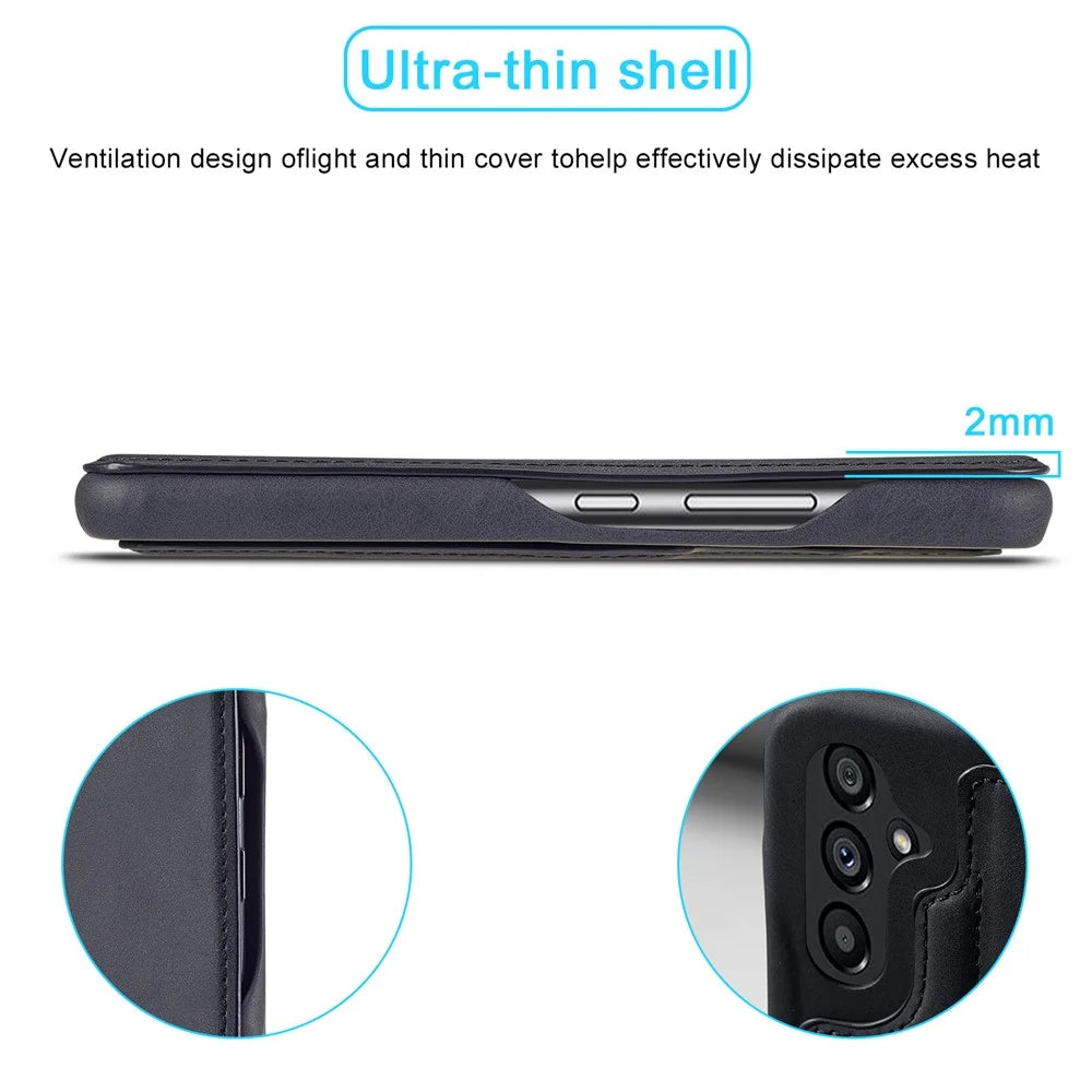 LC.IMEEKE For Samsung Galaxy A54 5G Stand Leather Phone Case Card Slot Smartphone Cover - Black - 7