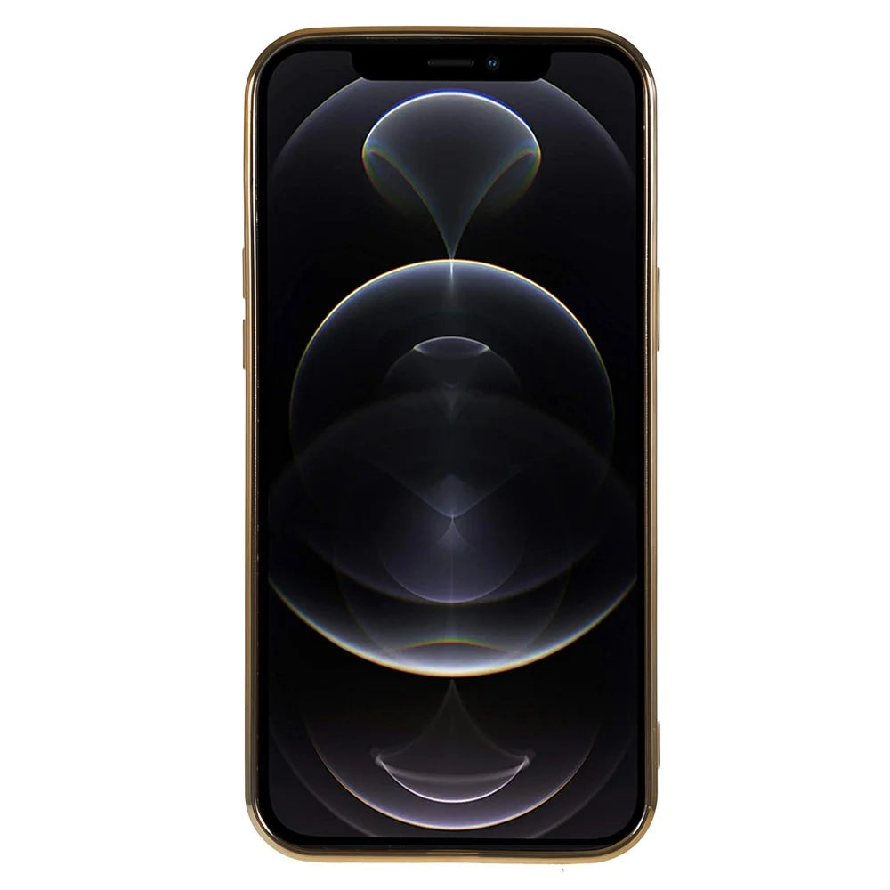 For iPhone 12 Pro Max 6.7 inch Clear TPU Phone Case Precise Cutouts Magnetic Cover with Lens Protector - Gold - 2