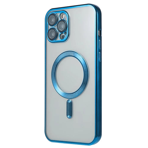 For iPhone 12 Pro Magnetic Phone Case Compatible with MagSafe, PC Lens Protector Phone TPU Cover - Dark Blue - 1