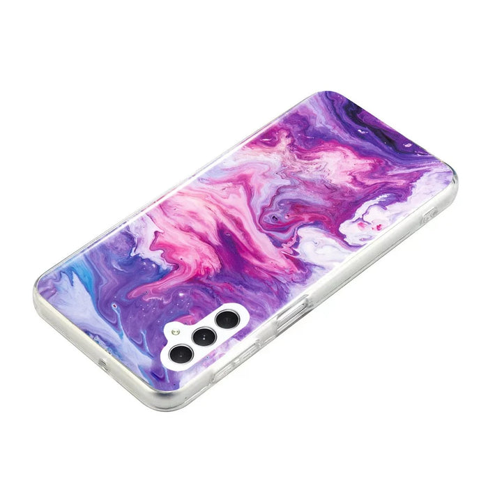 For Samsung Galaxy A54 5G Marble Pattern Phone TPU Case Anti-scratch IMD Phone Cover - Red - 3