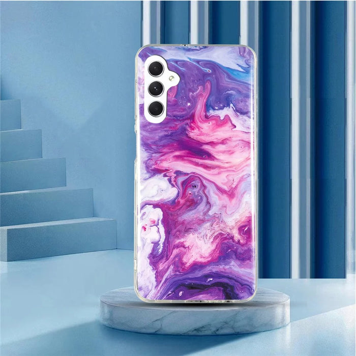 For Samsung Galaxy A54 5G Marble Pattern Phone TPU Case Anti-scratch IMD Phone Cover - Red - 5