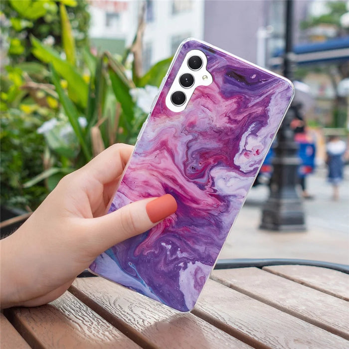 For Samsung Galaxy A54 5G Marble Pattern Phone TPU Case Anti-scratch IMD Phone Cover - Red - 6