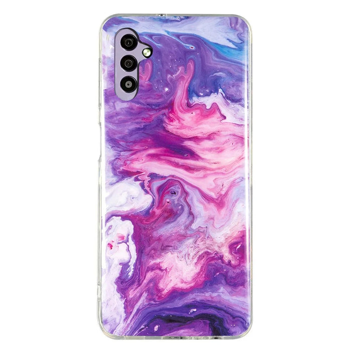 For Samsung Galaxy A34 5G IMD Marble Pattern TPU Case Bump Proof Back Protector Phone Cover - Red - 2