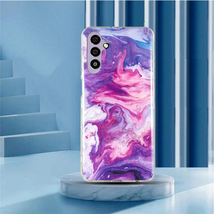 For Samsung Galaxy A34 5G IMD Marble Pattern TPU Case Bump Proof Back Protector Phone Cover - Red - 4