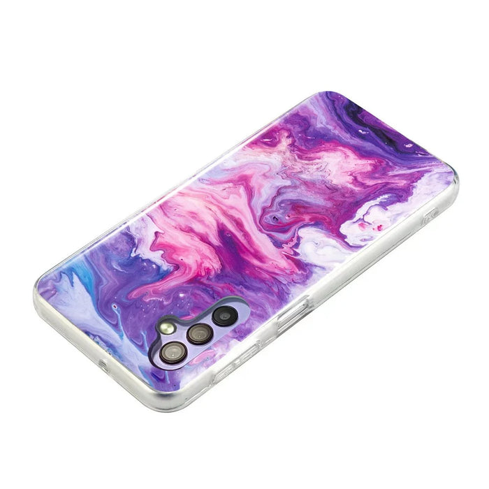 For Samsung Galaxy A34 5G IMD Marble Pattern TPU Case Bump Proof Back Protector Phone Cover - Red - 7