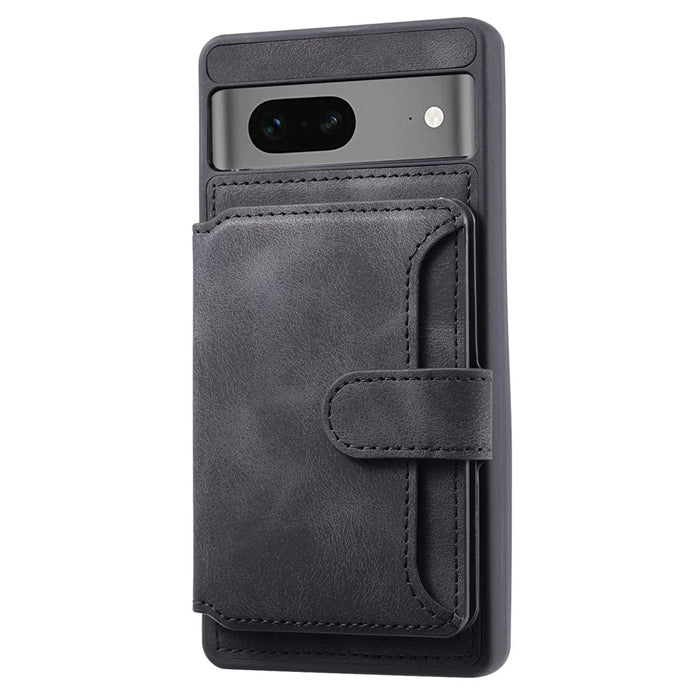 For Google Pixel 6a Leather Coated TPU Phone Case RFID Blocking Wallet Phone Kickstand Cover - Black - 5