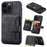 For iPhone 14 Pro Max Phone Wallet Case RFID Blocking Leather Coated TPU Kickstand Cover - Black - 1