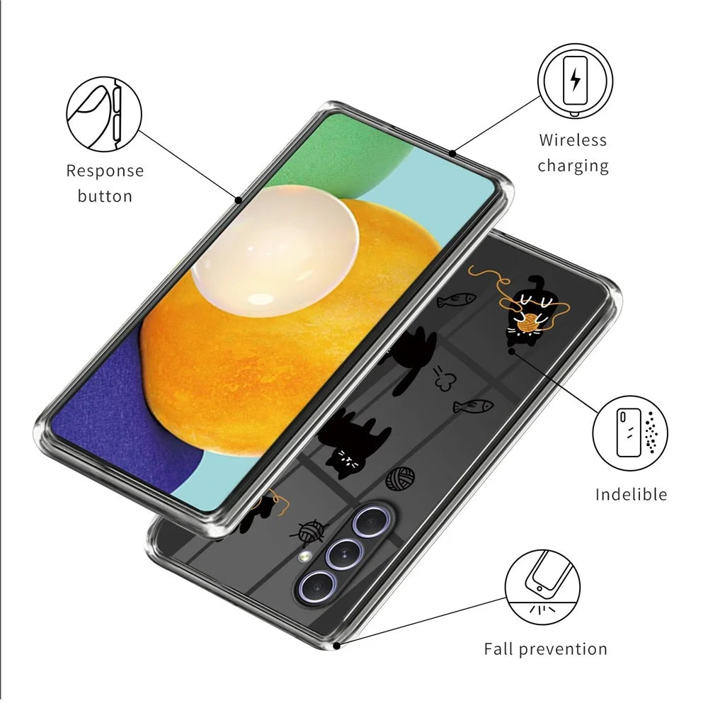 For Samsung Galaxy A34 5G Soft TPU Phone Case Pattern Printing Back Cover - Cat Knitting - 3