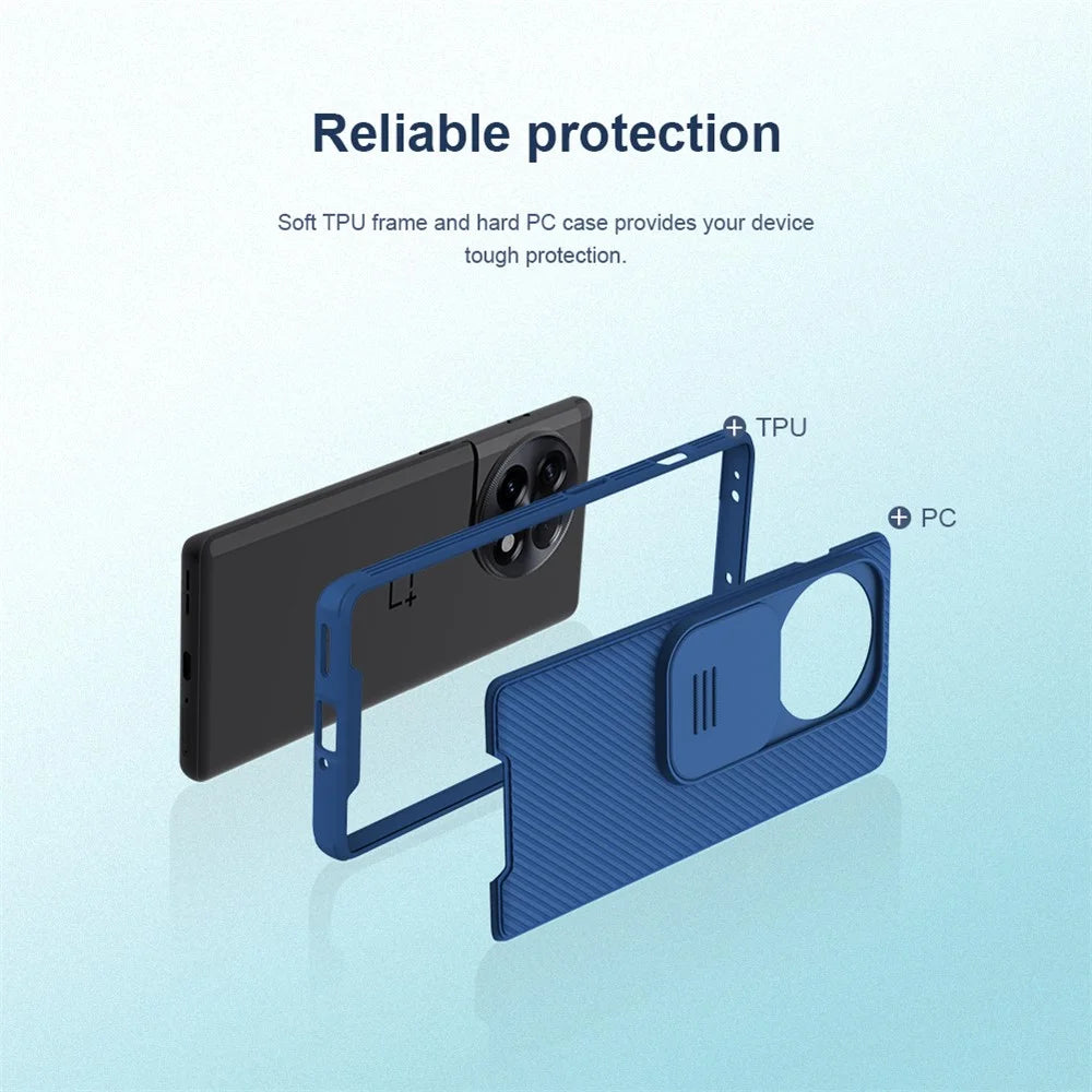 NILLKIN CamShield Pro for OnePlus Ace 2 5G / 11R 5G Drop-proof Case PC+TPU Hybrid Phone Cover with Camera Slide Lid - Black - 5