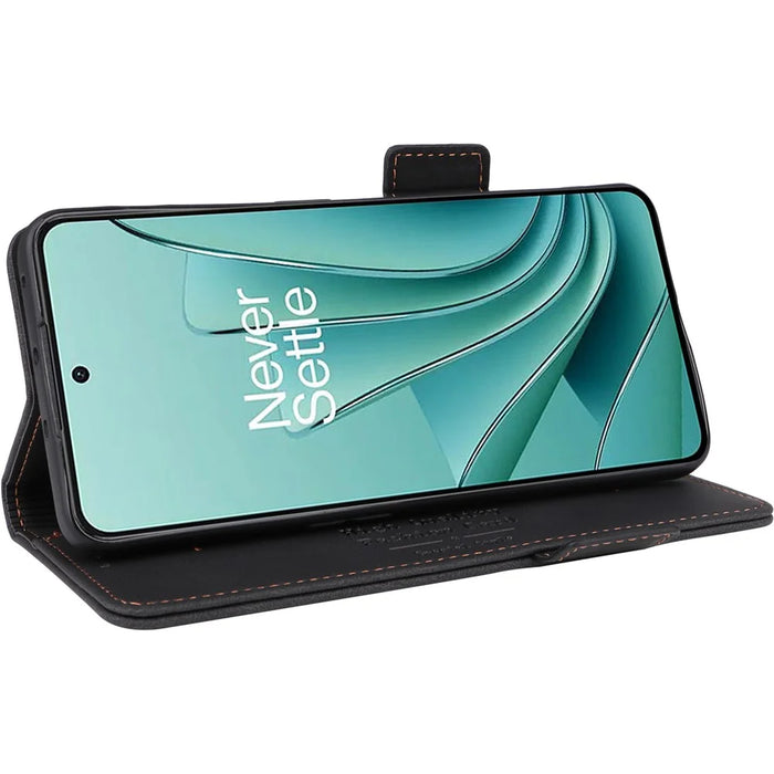 For OnePlus Nord 3 5G / Ace 2V Hardware Decor Wallet Stand Cover Magnetic PU Leather Anti-drop Case - Black - 3