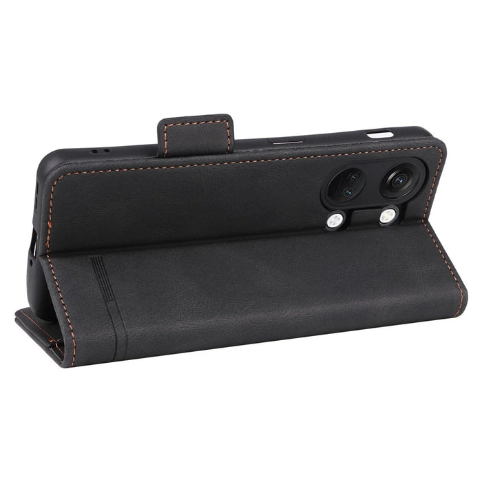 For OnePlus Nord 3 5G / Ace 2V Hardware Decor Wallet Stand Cover Magnetic PU Leather Anti-drop Case - Black - 4