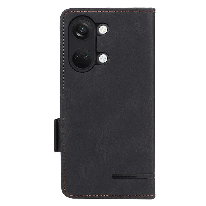 For OnePlus Nord 3 5G / Ace 2V Hardware Decor Wallet Stand Cover Magnetic PU Leather Anti-drop Case - Black - 7