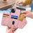Protective Case for iPhone 14 Anti-fall Kickstand Triangle Card Holder PU Leather+TPU Phone Cover - Pink - 2