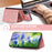 Protective Case for iPhone 14 Anti-fall Kickstand Triangle Card Holder PU Leather+TPU Phone Cover - Pink - 3