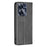 For Realme C55 Splicing PU Leather Card Holder Phone Shell Imprinting Pattern Cell Phone Stand Case - Black - 7