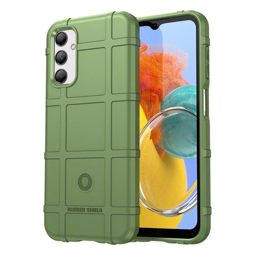 For Samsung Galaxy M14 5G Square Grid Texture Soft TPU Phone Case Anti-drop Back Cover - Green - 1