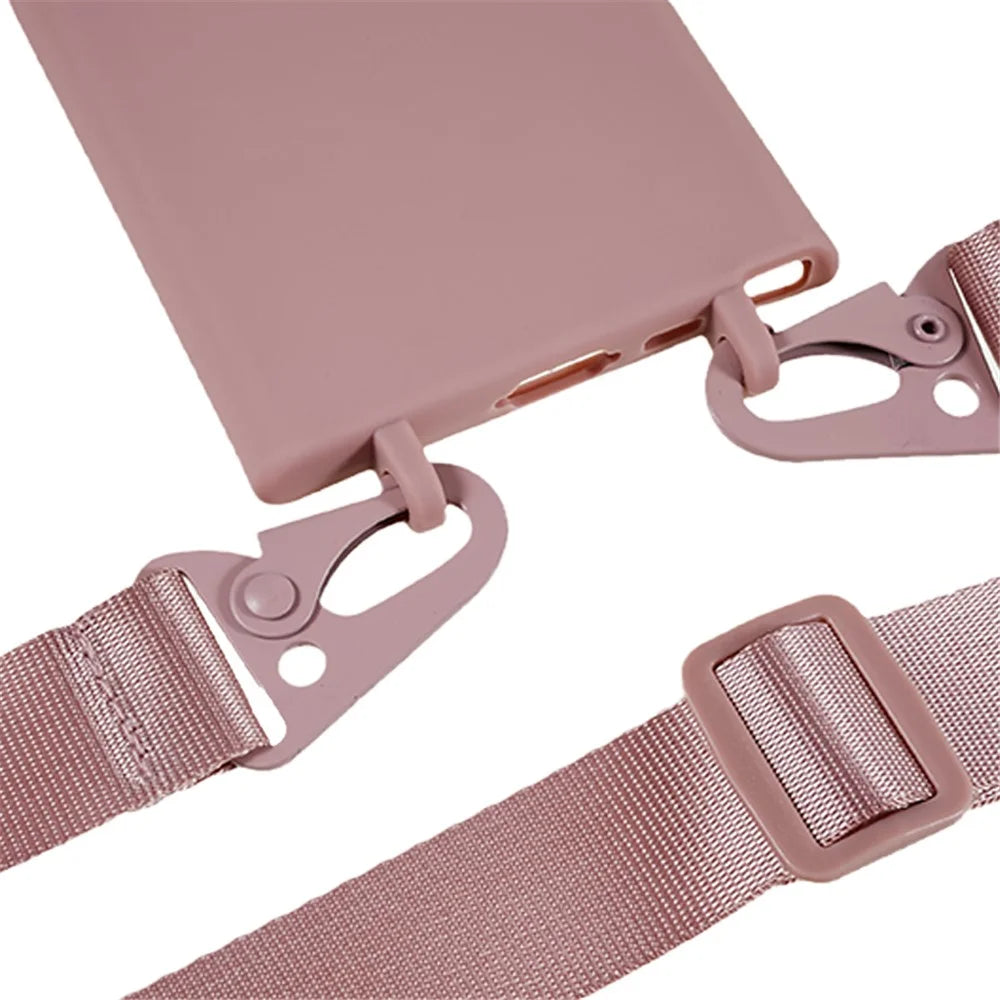 TPU Case for Samsung Galaxy S23 Ultra Matte Finish Phone Protector Cover with Wide Lanyard - Deep Pink - 4