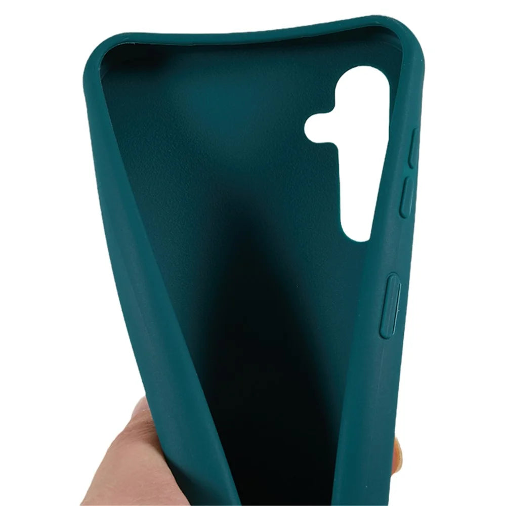 Soft TPU Phone Case for Samsung Galaxy A14 5G / A14 4G Matte Finish Shockproof Cover with Wide Lanyard - Dark Green - 6