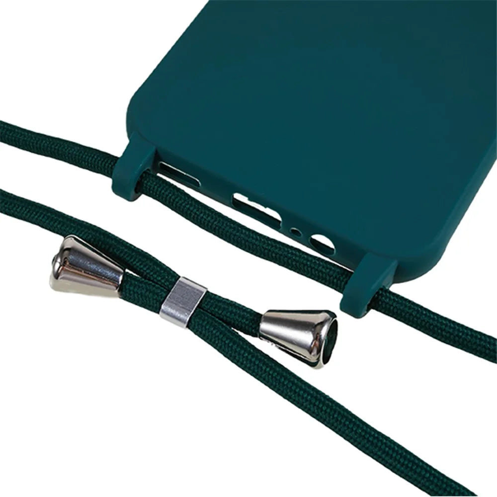 For Samsung Galaxy A14 5G / 4G TPU Case Fall-proof Back Cover with Lanyard - Dark Green - 4