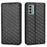 For Nokia G22 PU Leather Wallet Stand Phone Cover Rhombus Pattern Imprinted Phone Case - Black - 1