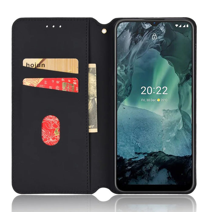 For Nokia G22 PU Leather Wallet Stand Phone Cover Rhombus Pattern Imprinted Phone Case - Black - 2