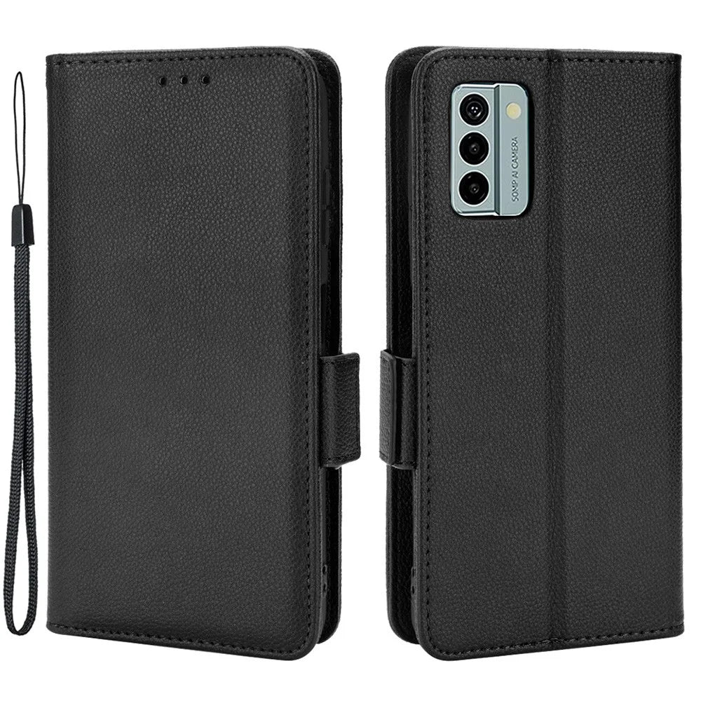 Litchi Texture Phone Case for Nokia G22 , PU Leather Wallet Stand Phone Cover - Black - 1