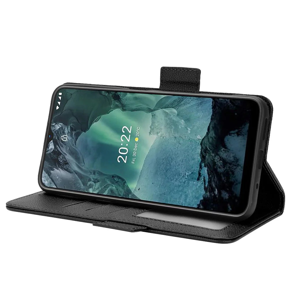 Litchi Texture Phone Case for Nokia G22 , PU Leather Wallet Stand Phone Cover - Black - 2