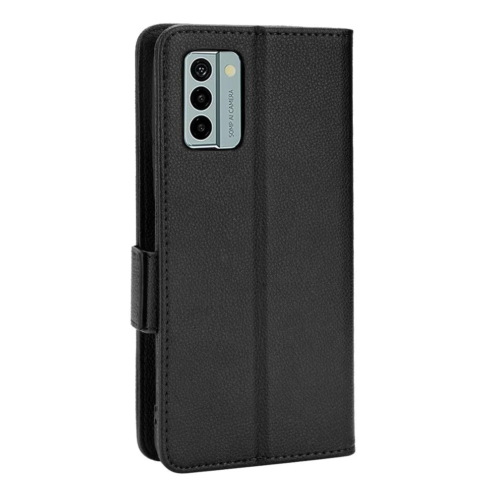 Litchi Texture Phone Case for Nokia G22 , PU Leather Wallet Stand Phone Cover - Black - 7