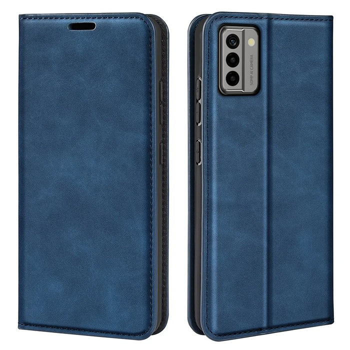 For Nokia G22 4G Magnetic Auto Closing Skin-touch Protective Shell Leather Stand Wallet Phone Case - Blue - 1