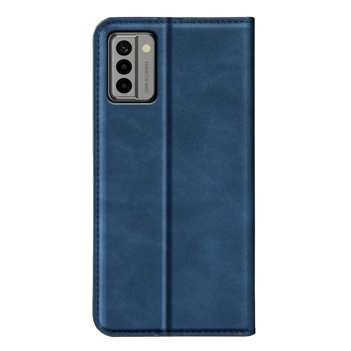 For Nokia G22 4G Magnetic Auto Closing Skin-touch Protective Shell Leather Stand Wallet Phone Case - Blue - 6