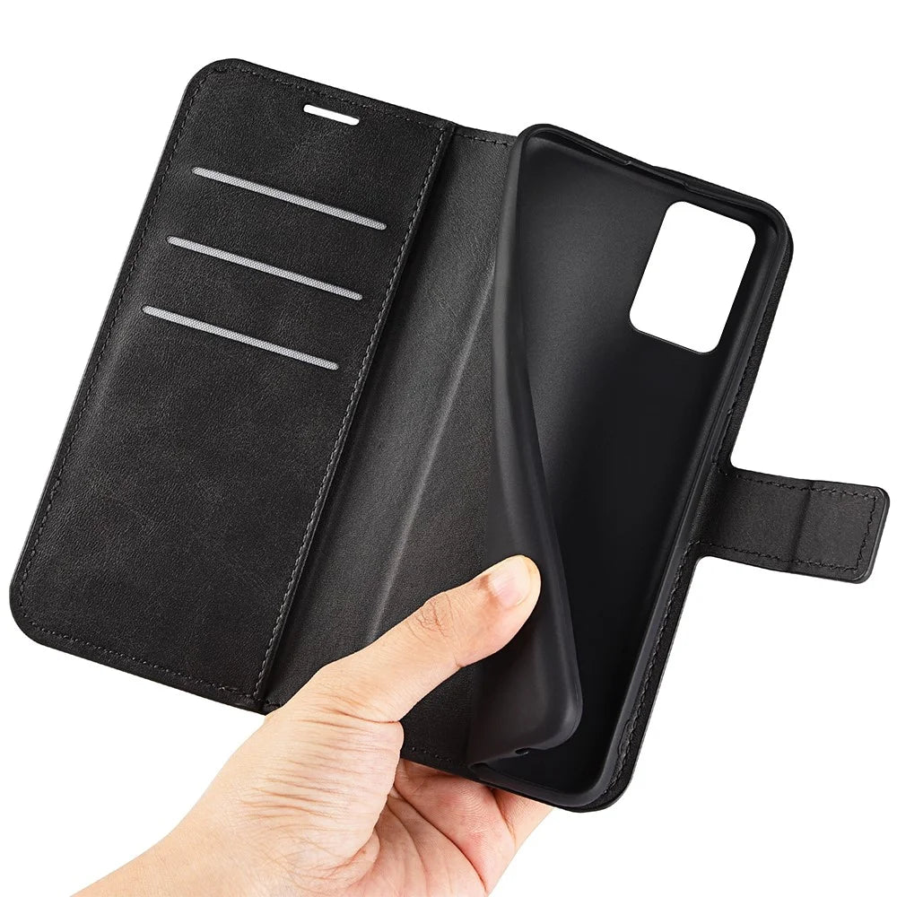 For Nokia G22 4G Leather Wallet Cell Phone Case Square Magnetic Clasp Calf Texture Stand Cover - Black - 5