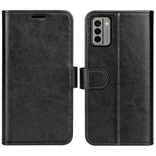 Flip Cover for Nokia G22 Crazy Horse Texture PU Leather Wallet Stand Anti-drop Phone Case - Black - 1