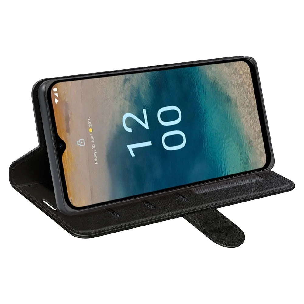 Flip Cover for Nokia G22 Crazy Horse Texture PU Leather Wallet Stand Anti-drop Phone Case - Black - 3