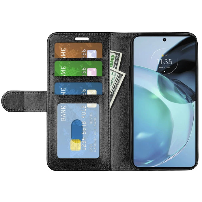 Stand Phone Case for Google Pixel 7a PU Leather Wallet Crazy Horse Texture Flip Cover - Black - 2