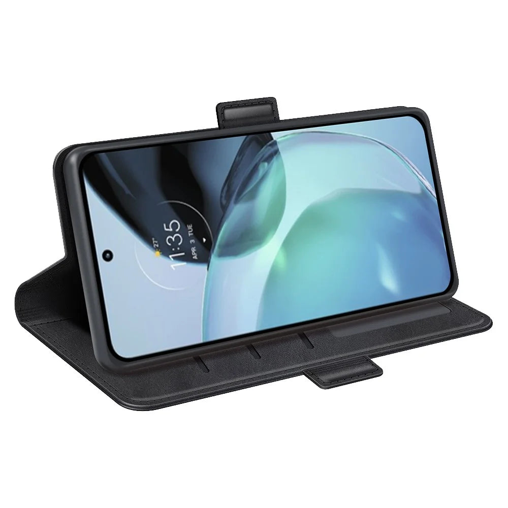 Flip Shell for Google Pixel 7a Calf Texture Cell Phone Cover Stand Wallet PU Leather Phone Case - Black - 3