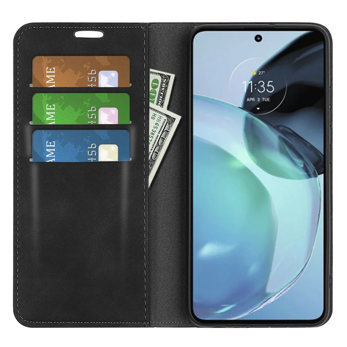 For Google Pixel 7a Magnetic Auto Closing Wallet Leather Phone Case Skin-touch Stand Anti-drop Shell - Black - 2
