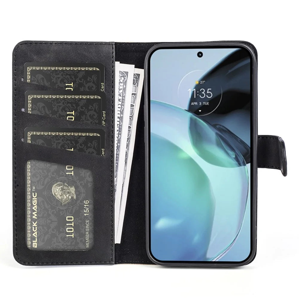 For Google Pixel 7a Leather Wallet Shockproof Phone Cover Dual Color Splicing Flip Stand Case - Black - 2