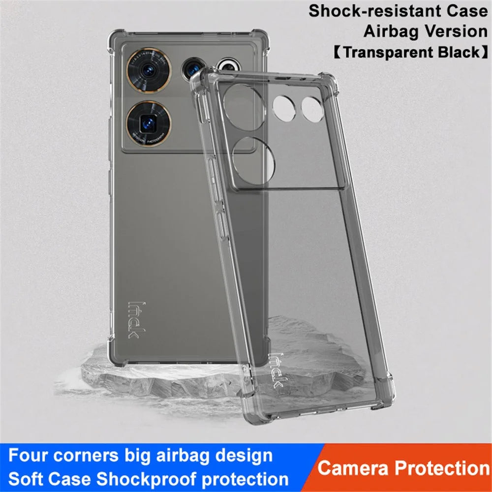 IMAK For ZTE nubia Z50 Ultra Protective Phone Case Drop-proof Airbag Clear TPU Back Cover - Transparent Black - 2