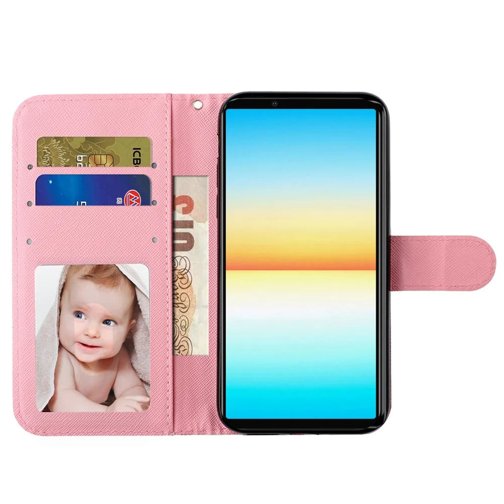 For Sony Xperia 10 V Phone Case 3D Pattern Printing Flip Stand PU Leather Wallet Drop-proof Cover with Strap - Roses - 2