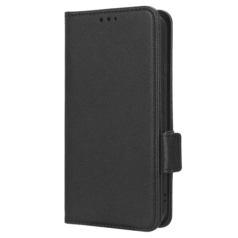 For Samsung Galaxy M14 5G Dual Magnetic Clasp Cover Wallet Stand Litchi Texture PU Leather+TPU Phone Case - Black - 4