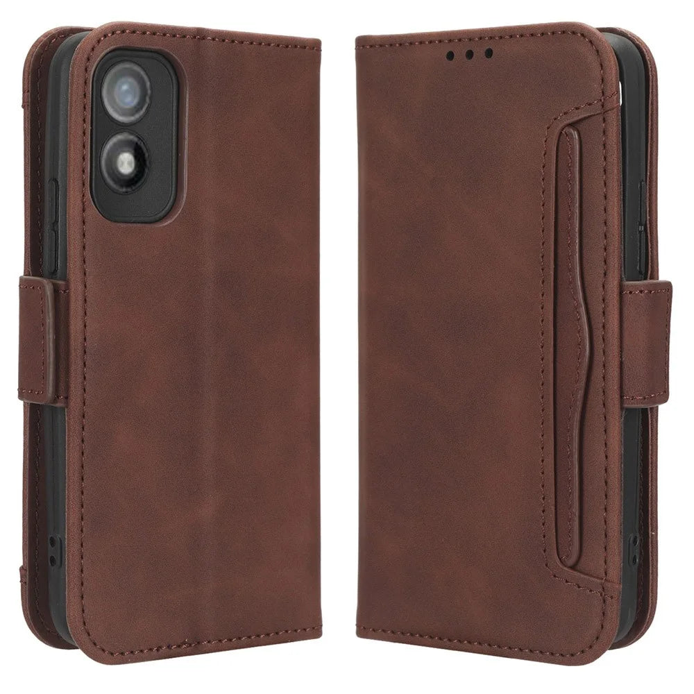 For itel A18 Multiple Card Slots Phone Case PU Leather Stand Wallet Phone Cover - Brown - 1