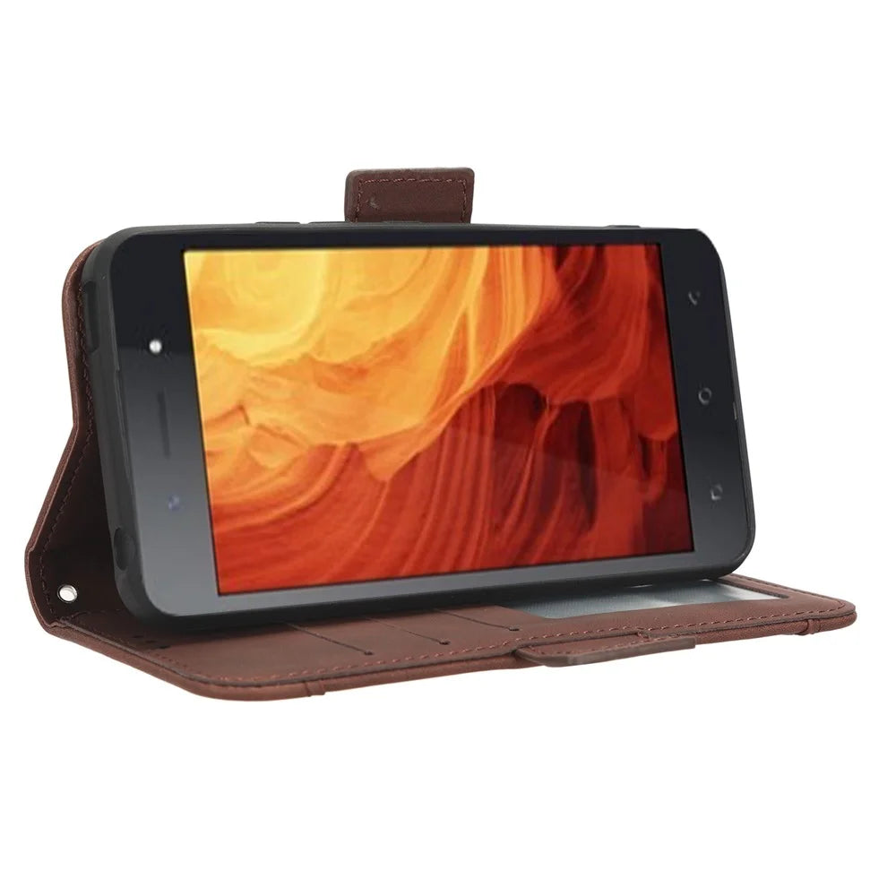 For itel A18 Multiple Card Slots Phone Case PU Leather Stand Wallet Phone Cover - Brown - 3